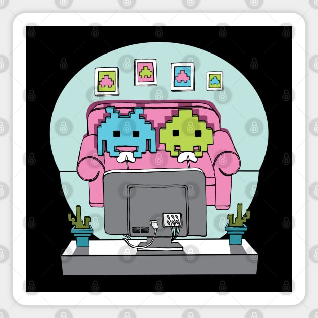 Space Invader Couch Gamers Gamer Gift Sticker by atomguy